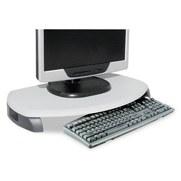Kantek Crt-lcd Stand With Keyboard Storage, 23" X 13.25" X 3", Light Gray-dark Gray, Supports 80 Lbs freeshipping - TVN Wholesale